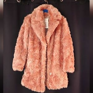 Kendall & Kylie Furry Reversible Long Faux Fur/ Shag Fur. Light Pink/Mauve Blush